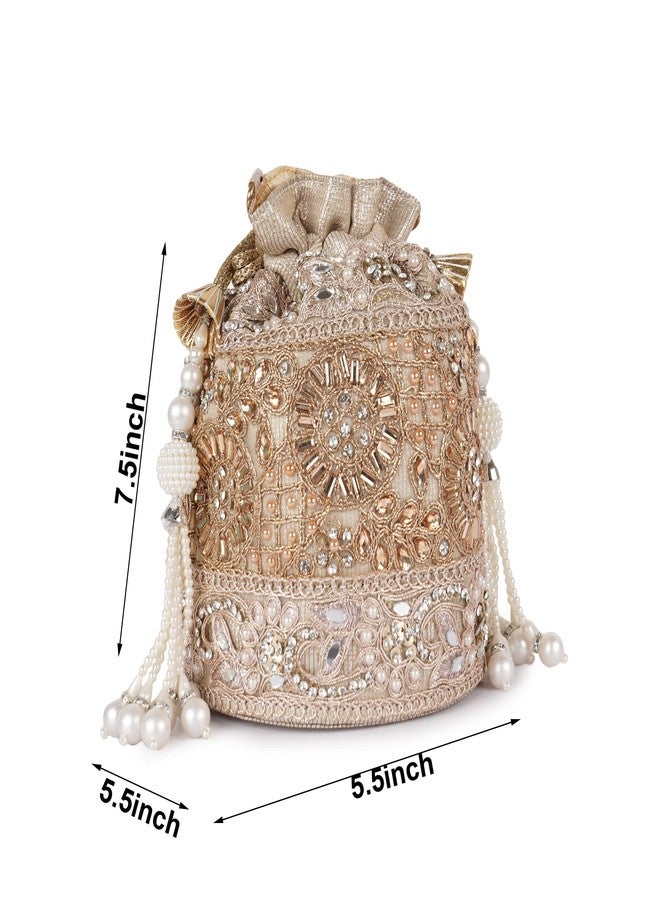 PLANX Velvet SilK Stylish Embroidery Unique Design Trendy Traditional Ethnic Wedding Party Handheld Potli For Women - Image 2